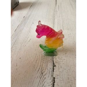 Colorful seahorse stone marble tropical fish figurine statue